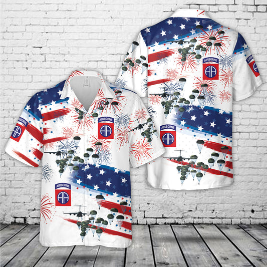 US Army 82nd Airborne Paratrooper, 4th Of July Hawaiian Shirt