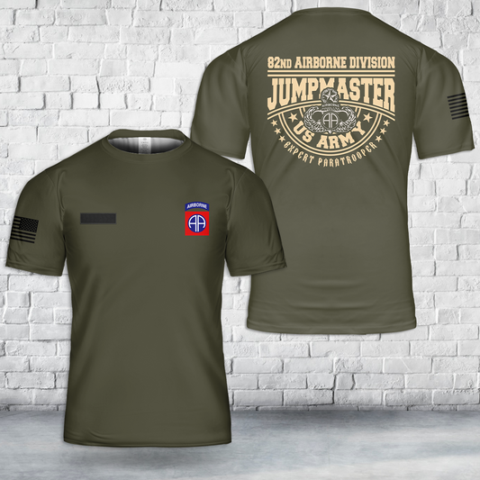 Custom Name US Army 82nd Airborne Paratrooper Jumpmaster T-Shirt 3D