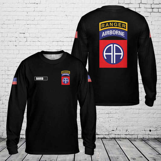 Custom Name US Army 82nd Airborne Ranger Long Sleeve Shirt