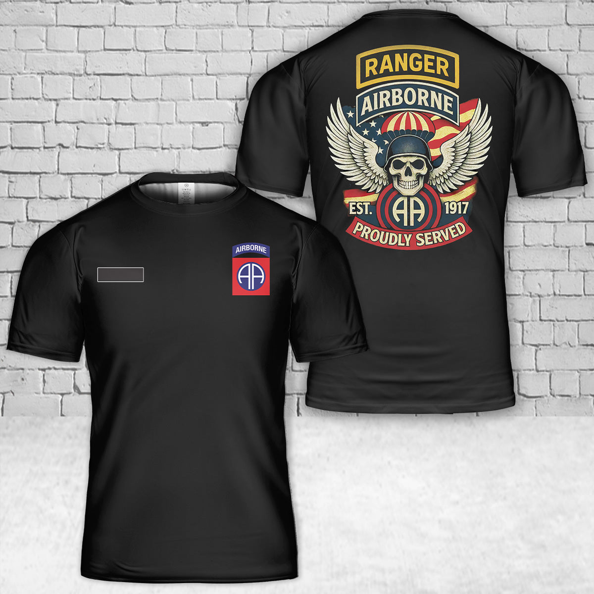 Custom Name US Army 82nd Airborne Ranger T-Shirt 3D