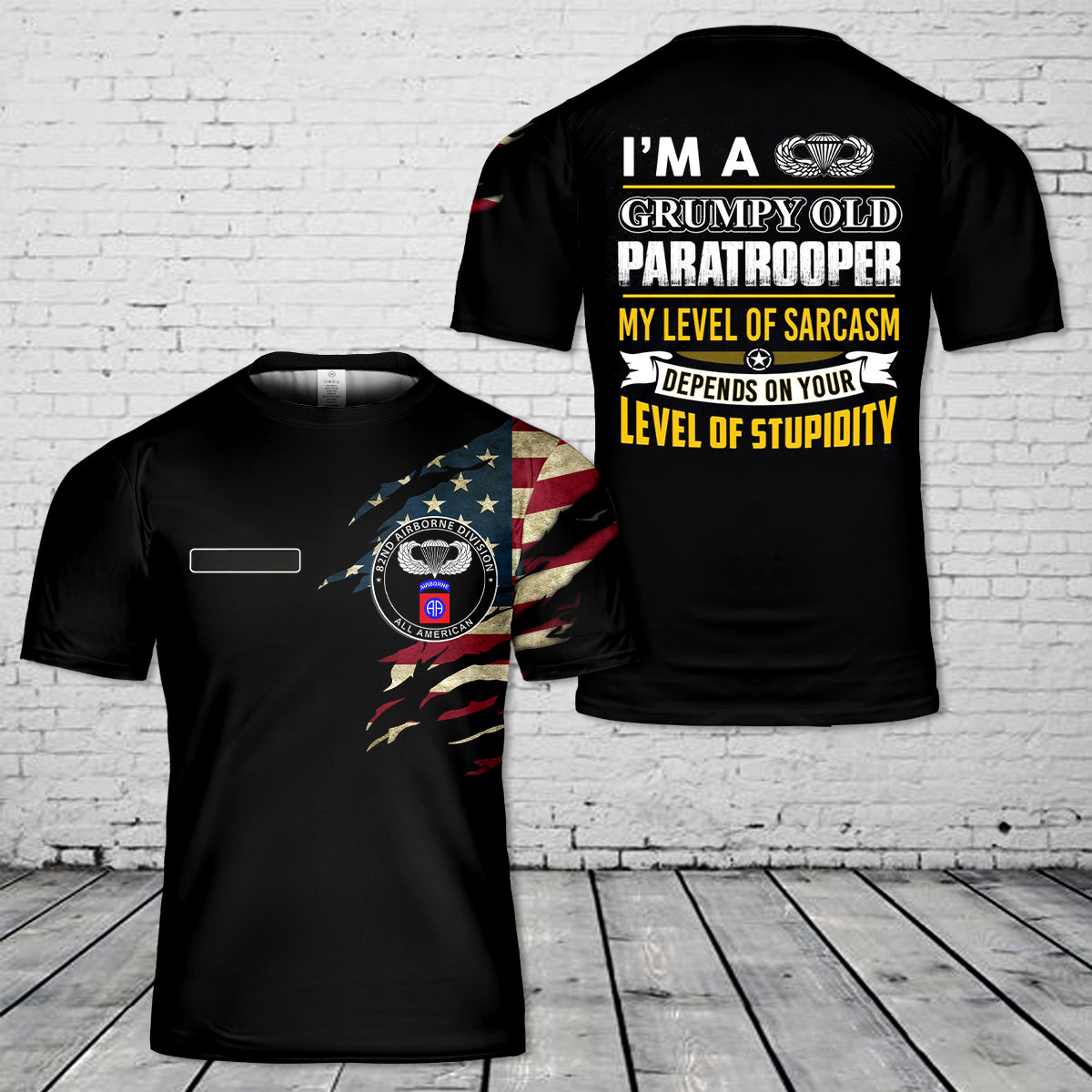 Custom Name US Army 82nd Airborne T-Shirt 3D