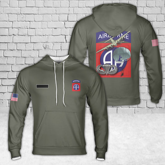 Custom Name US Army 82nd Airborne Tribute Hoodie 3D