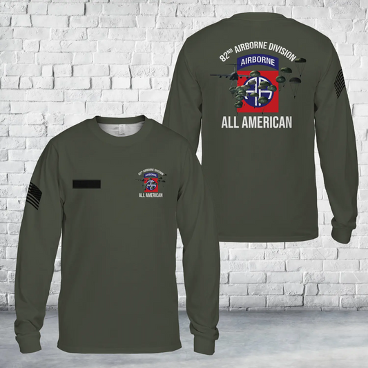 Custom Name US Army 82nd Airborne "All American" AOP Long Sleeve Shirt