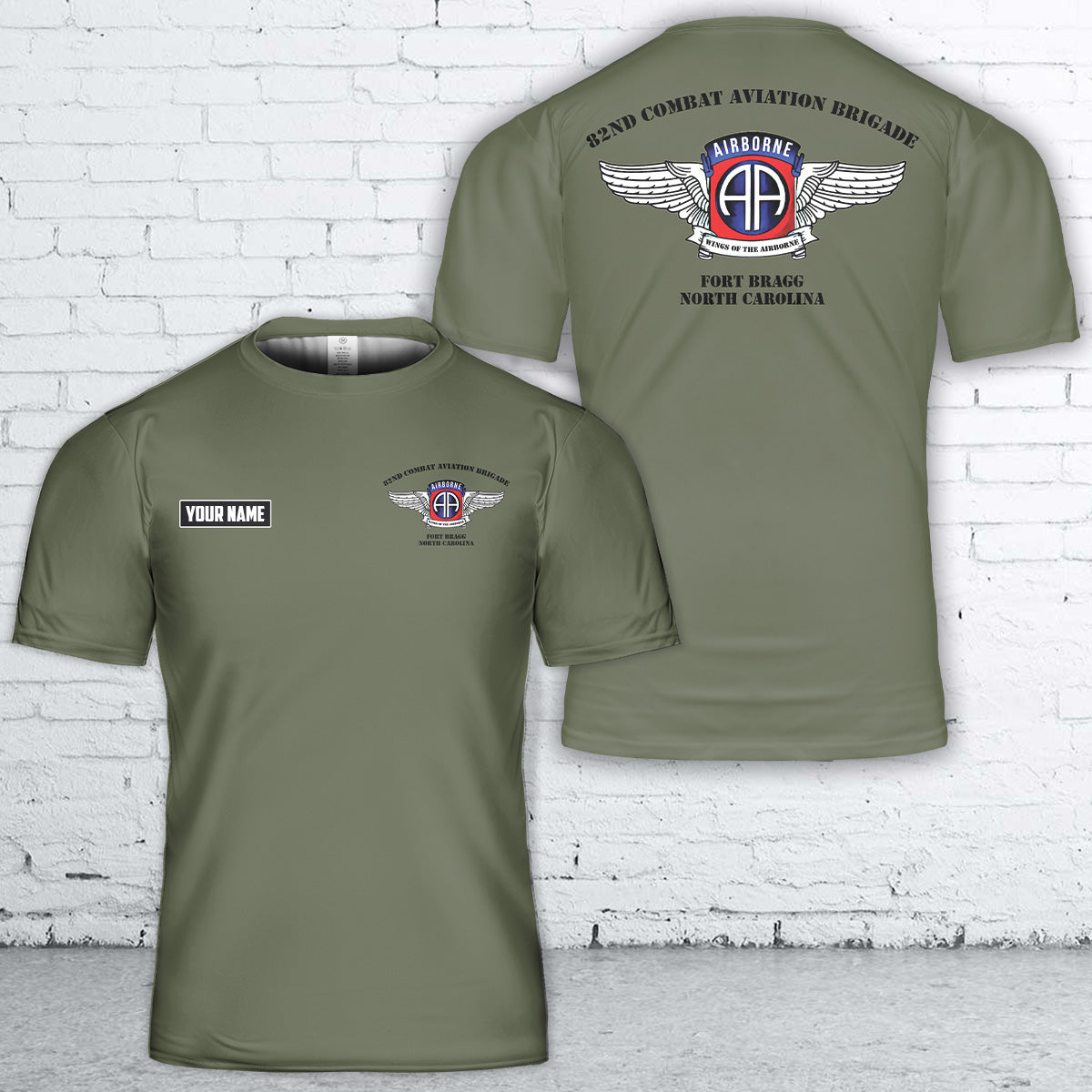 Custom Name US Army 82nd Combat Aviation Brigade T-Shirt 3D