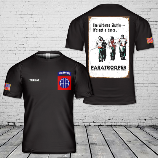 Custom Name US Army 82nd Division Airborne Shuffle T-Shirt 3D