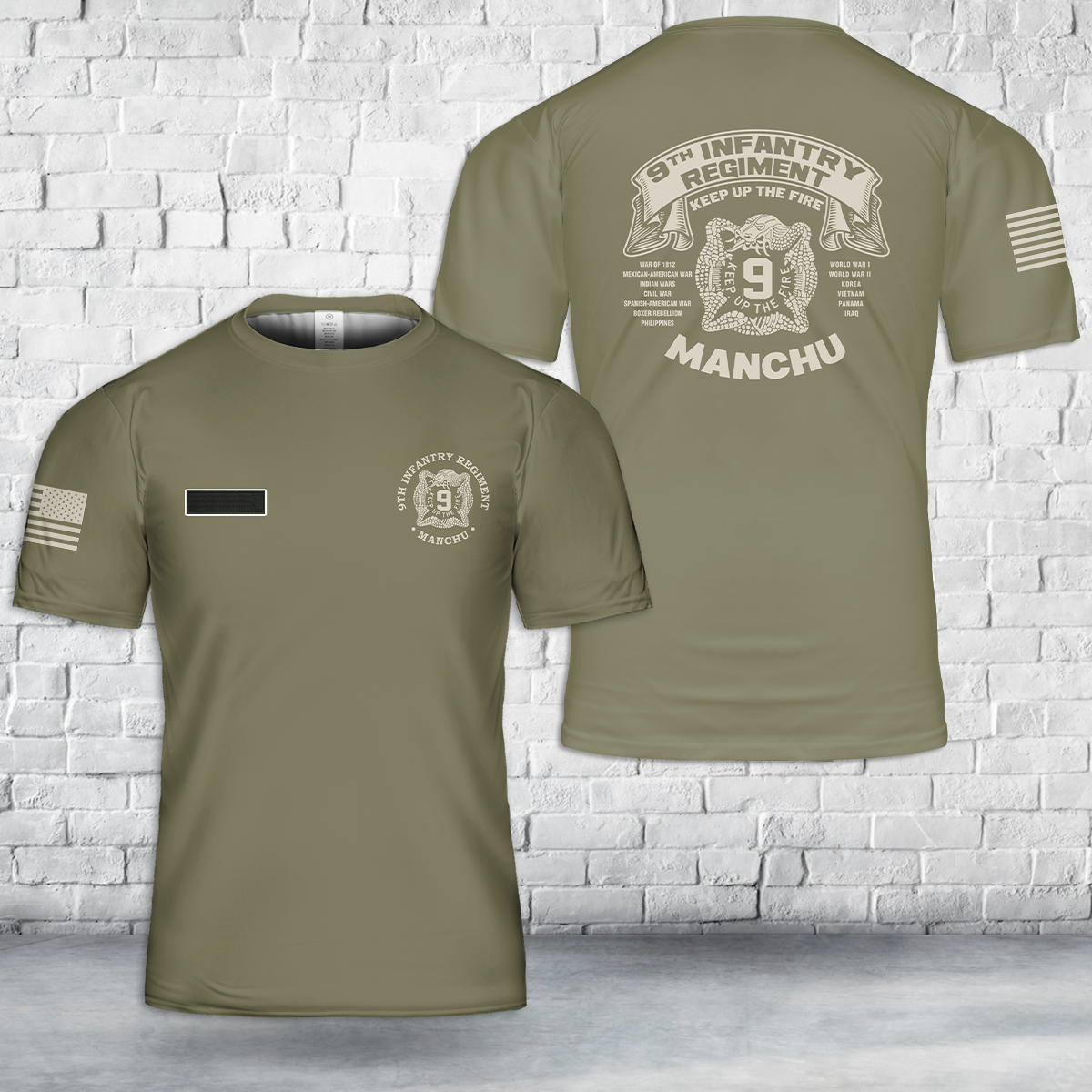 Custom Name US Army 9th Infantry Regiment Manchu T-Shirt 3D