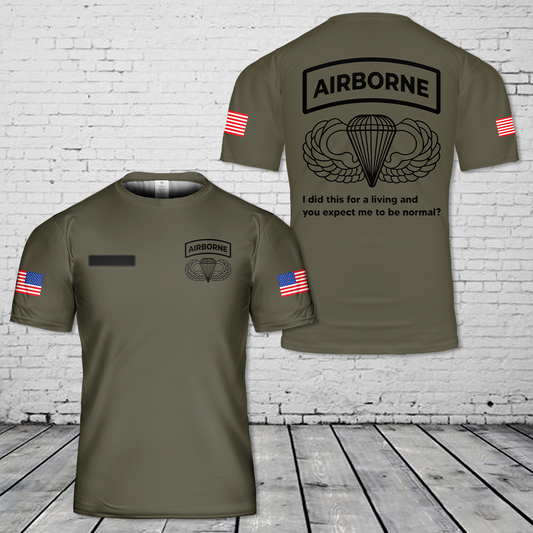 Custom Name US Army AIRBORNE T-Shirt 3D