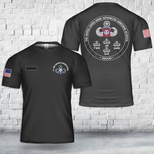 Custom Name US Army Advanced Airborne School (USAAAS) T-Shirt 3D
