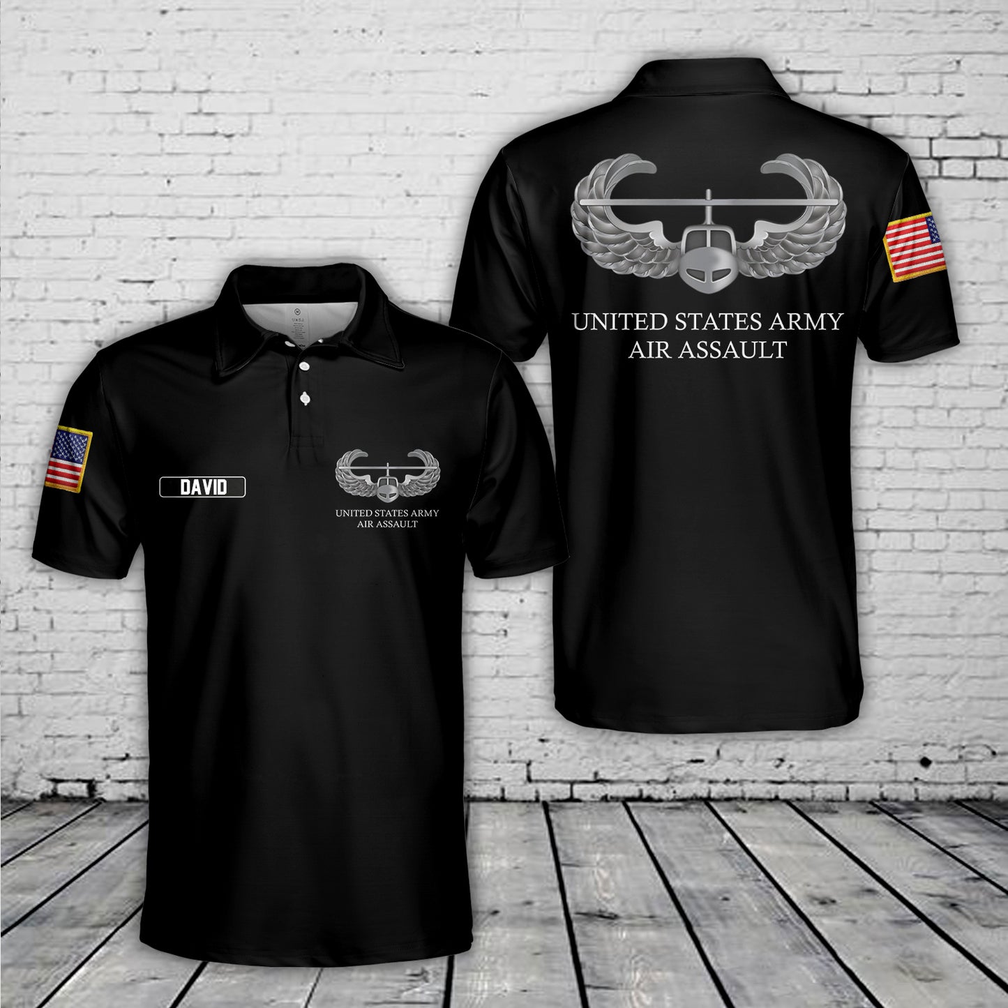 Custom Name US Army Air Assault Badge Polo Shirt