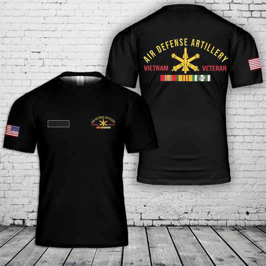 Custom Name US Army Air Defense Artillery Vietnam Veteran T-Shirt 3D