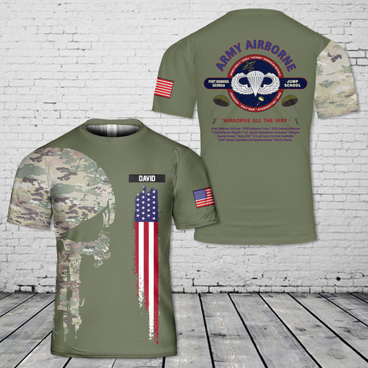 Custom Name US Army Airborne Fort Benning-Georgia Unit & Operations Campaign T-Shirt 3D