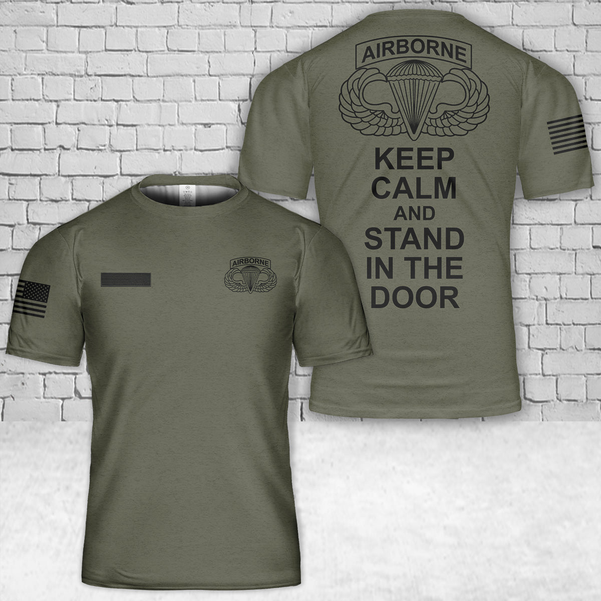 Custom Name US Army Airborne Keep Calm And Stand In The Door T-Shirt 3D