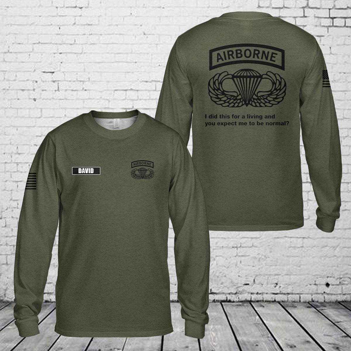 Custom Name US Army Airborne Long Sleeve Shirt