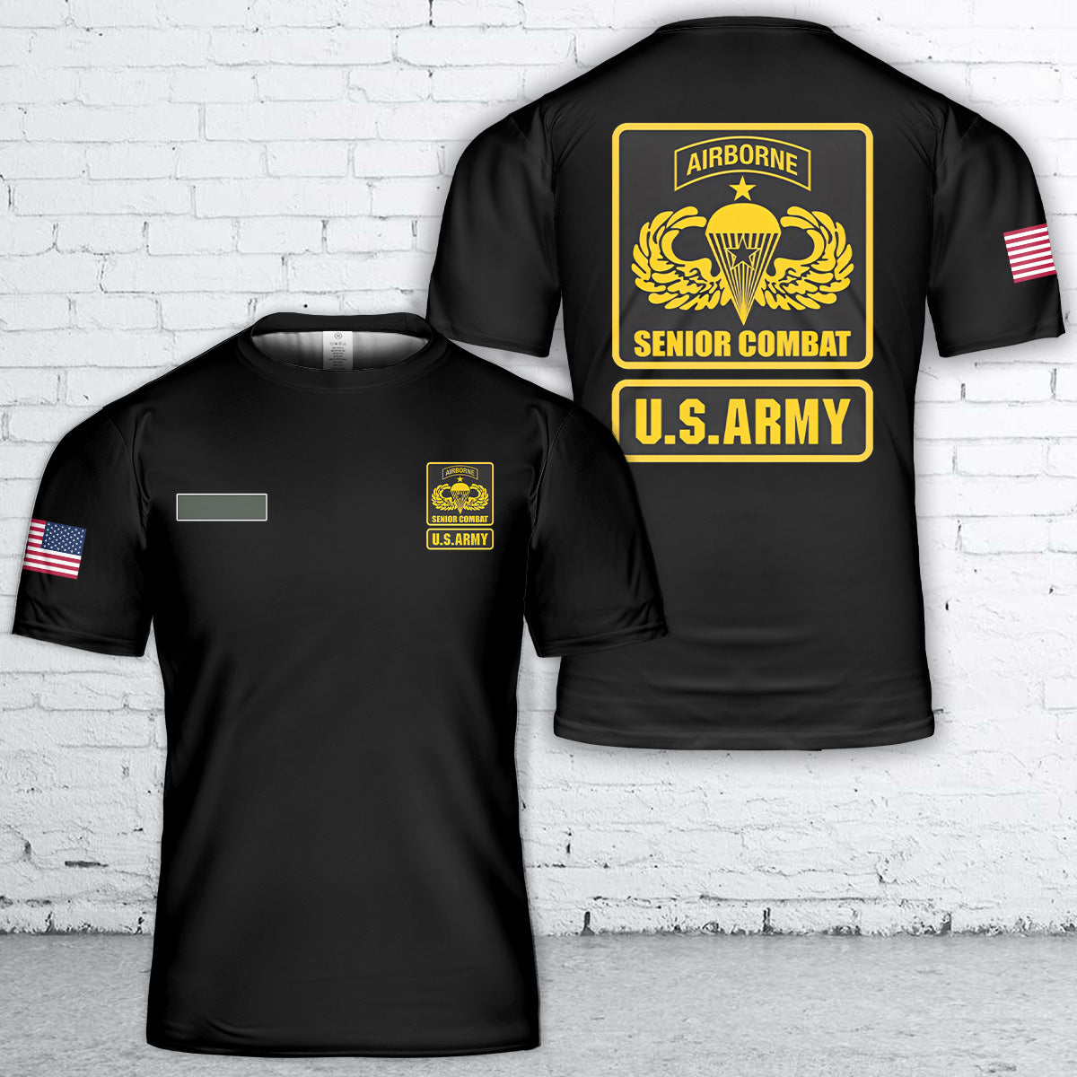 Custom Name US Army Airborne Senior Combat T-Shirt 3D
