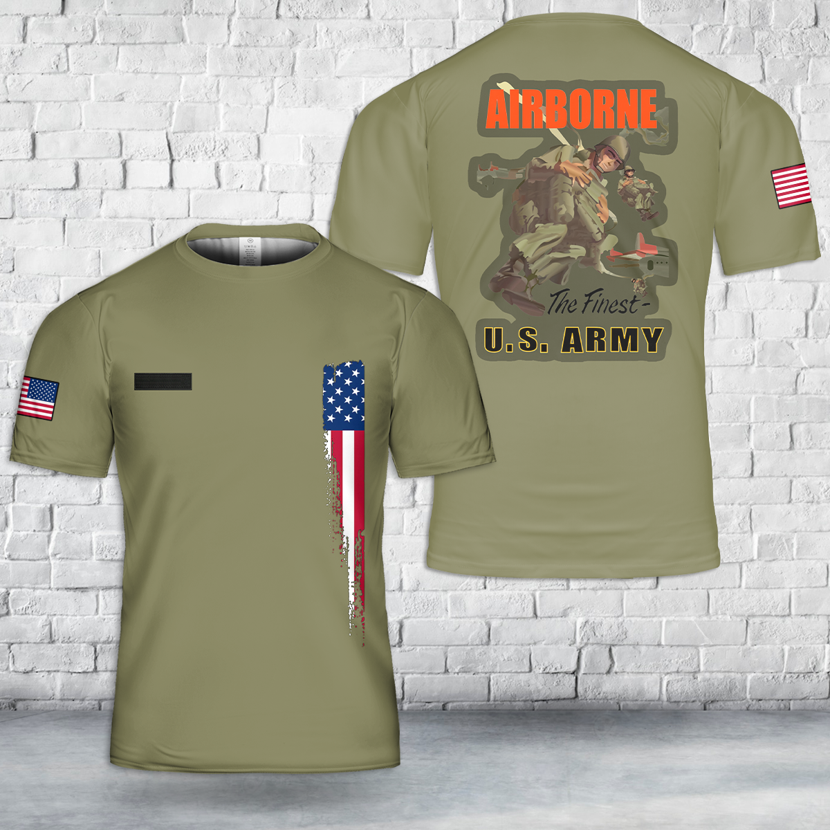 Custom Name US Army Airborne The Finest T-Shirt 3D