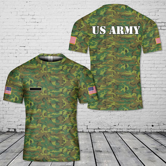 Custom Name US Army American ERDL Lowland Camo T-Shirt 3D