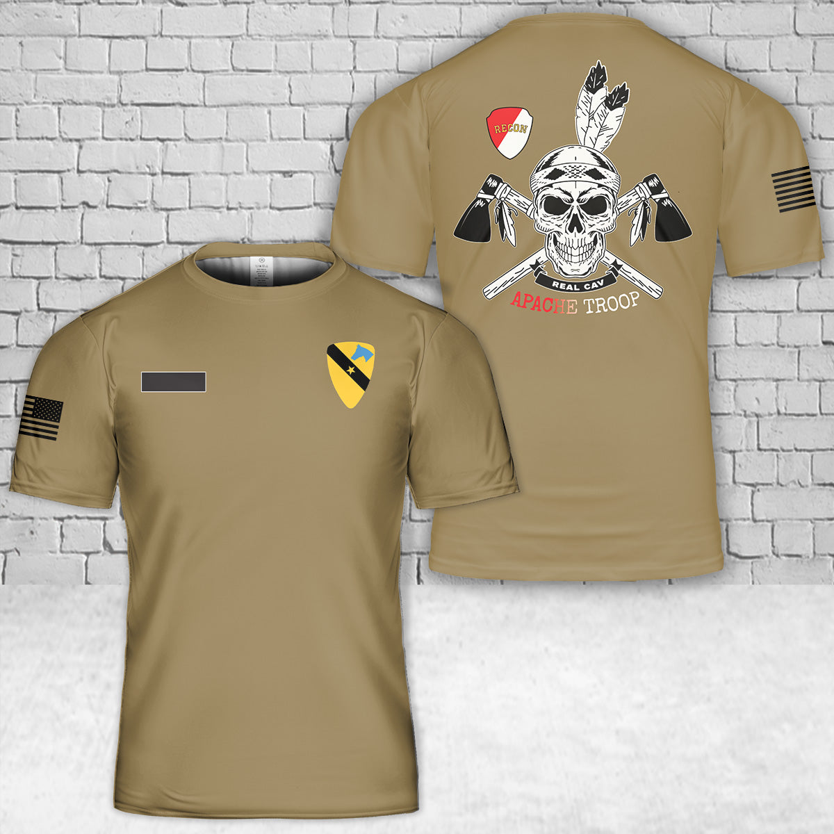 Custom Name US Army Apache Troop 4-9 CAV T-Shirt 3D