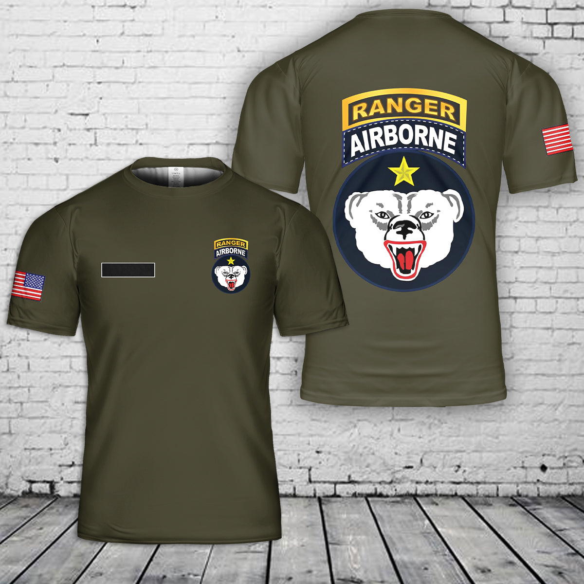 Custom Name US Army Artic Airborne Ranger w Ranger Tab T-Shirt 3D