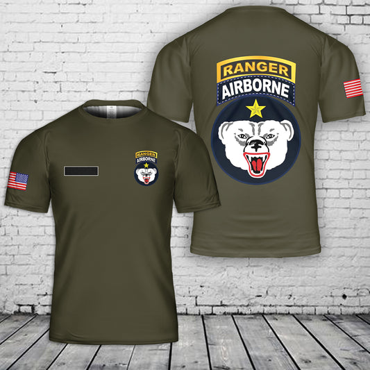 Custom Name US Army Artic Airborne Ranger w Ranger Tab T-Shirt 3D