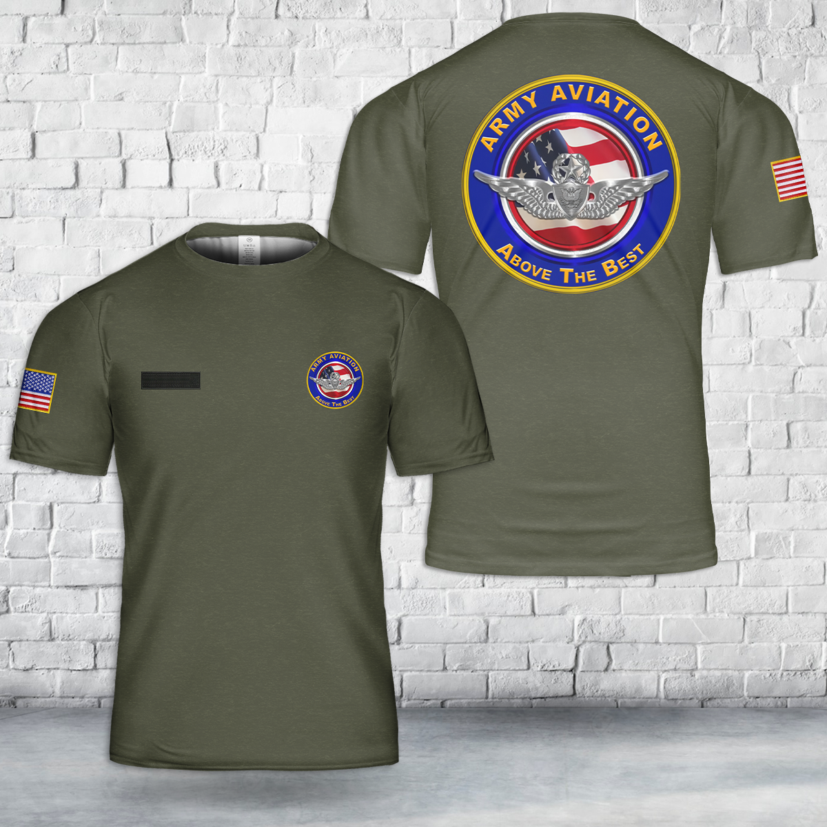 Custom Name US Army Aviation Master Aircrewman Wings “Above The Best” T-Shirt 3D