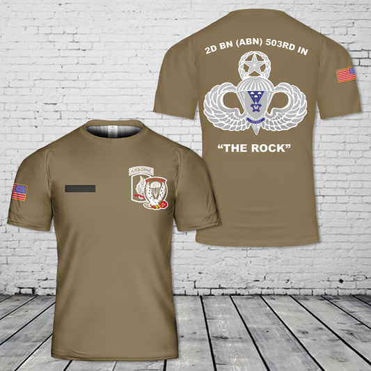 Custom Name US Army B Co, 2-503, 173rd ABN T-Shirt 3D