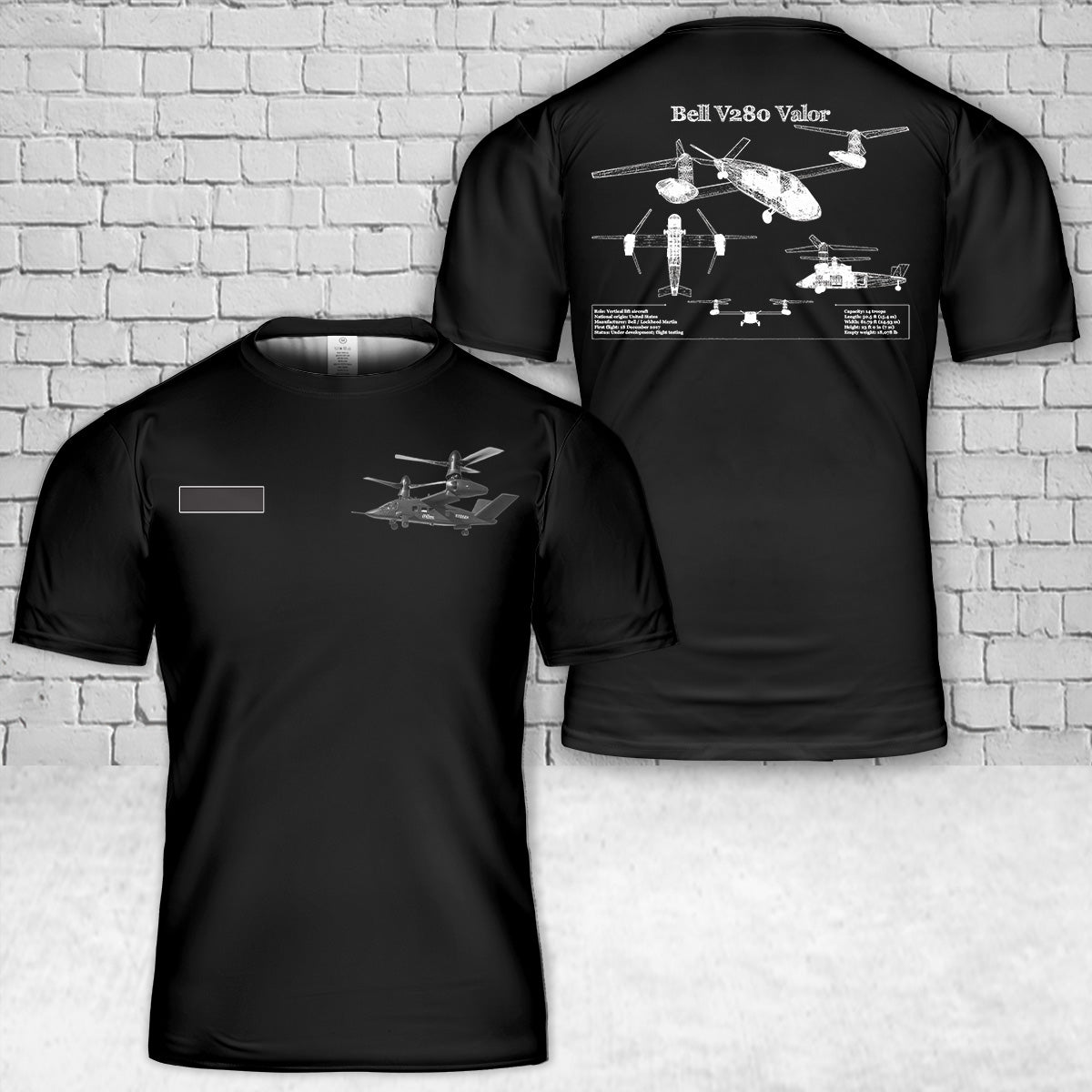 Custom Name US Army Bell V-280 Valor T-Shirt 3D