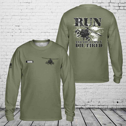Custom Name US Army Boeing AH-64 Apache Long Sleeve Shirt