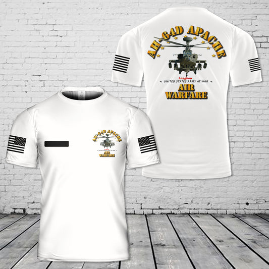 Custom Name US Army Boeing AH-64 Apache T-Shirt 3D