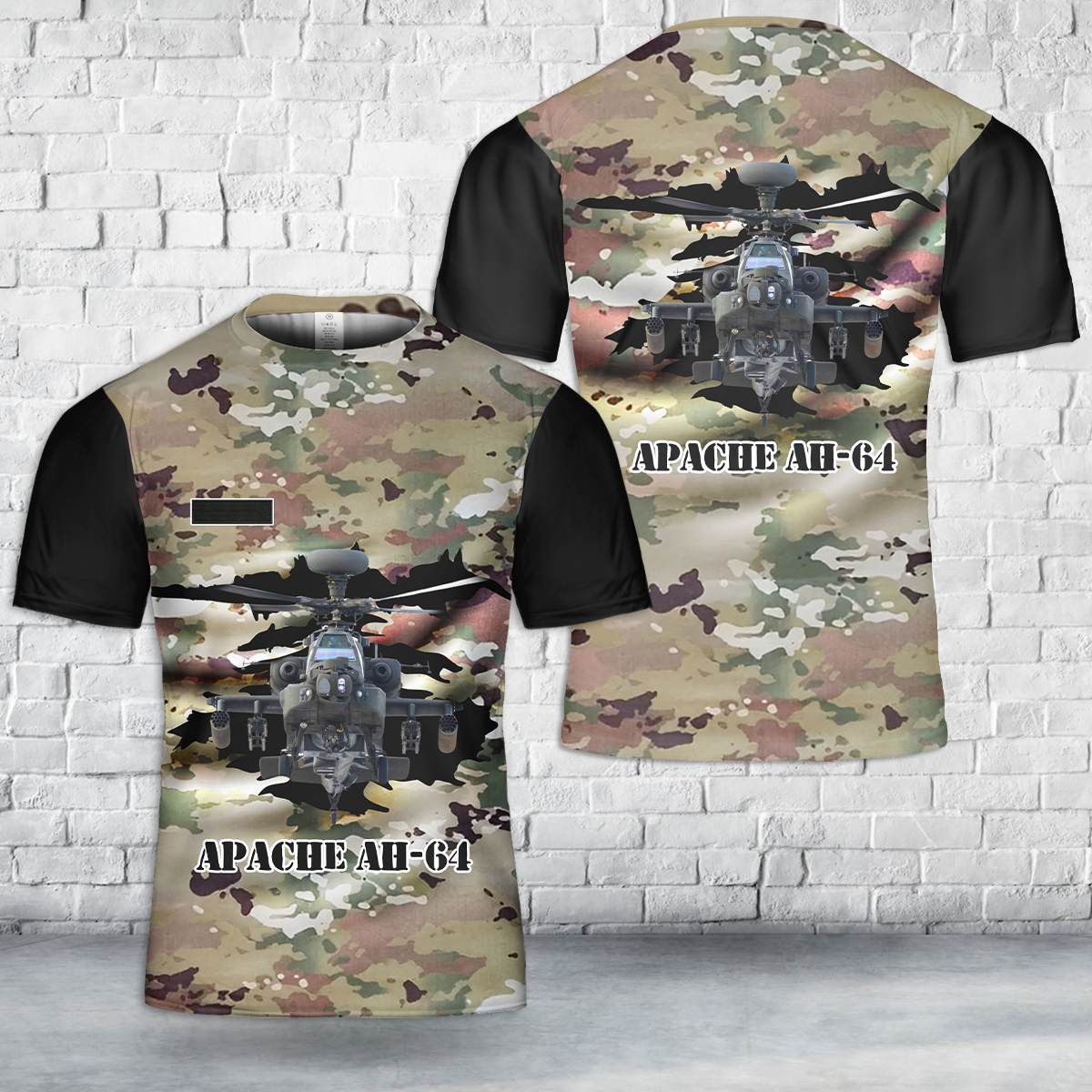 Custom Name US Army Boeing AH-64 Apache T-Shirt 3D