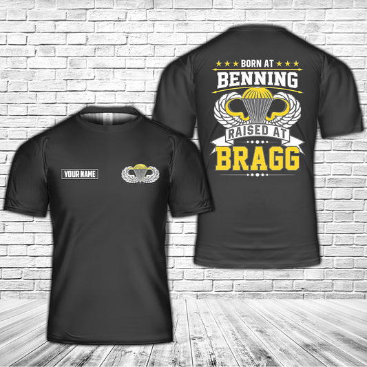 Custom Name US Army Born at Benning Raised at Bragg 3D T-Shirt
