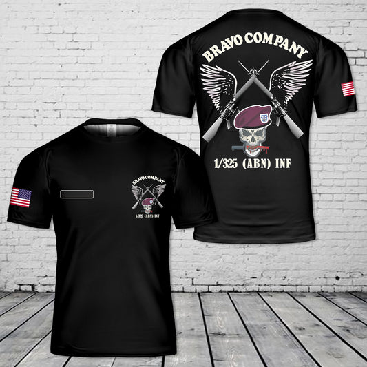 Custom Name US Army Bravo Company - 1st Bn, 325th Airborne Infantry T-Shirt 3D