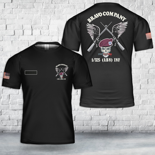 Custom Name US Army Bravo Company - 1st Bn, 325th Airborne Infantry T-Shirt 3D