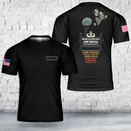 Custom Name US Army Camp MacKall, NC - Home of the Airborne T-Shirt 3D