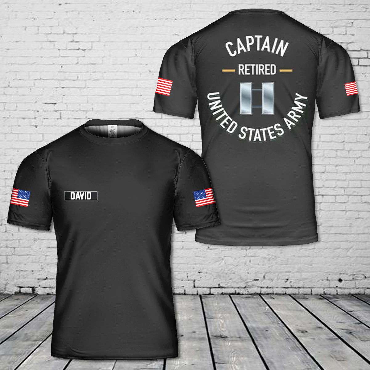 Custom Name US Army Captain CPT Army Retired 3D T-Shirt