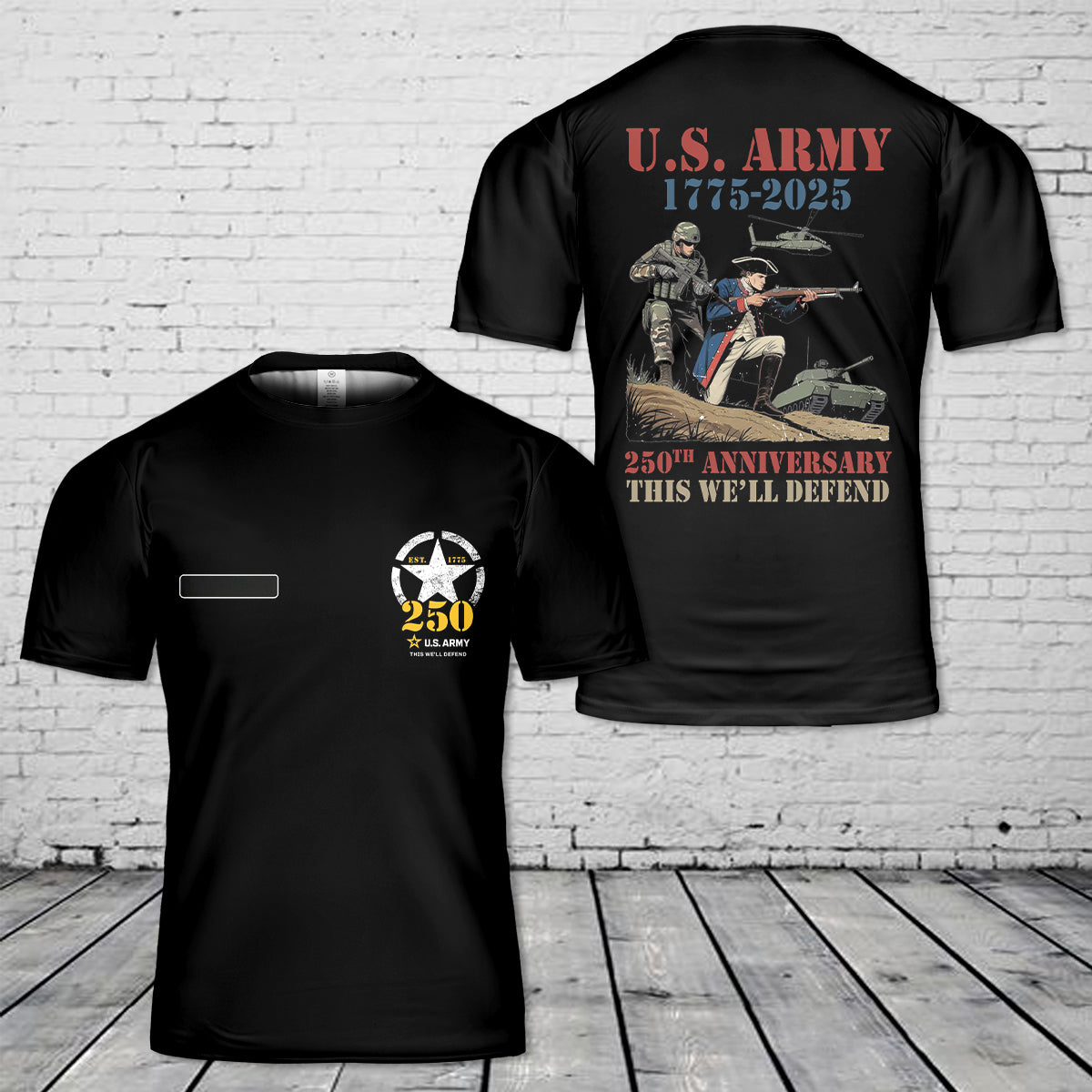 Custom Name US Army Celebrate America's 250th Anniversary T-Shirt 3D