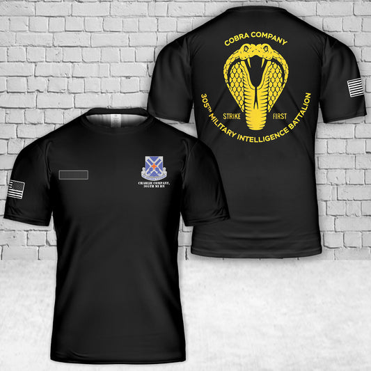 Custom Name US Army Charlie Company, 305th MI BN T-Shirt 3D