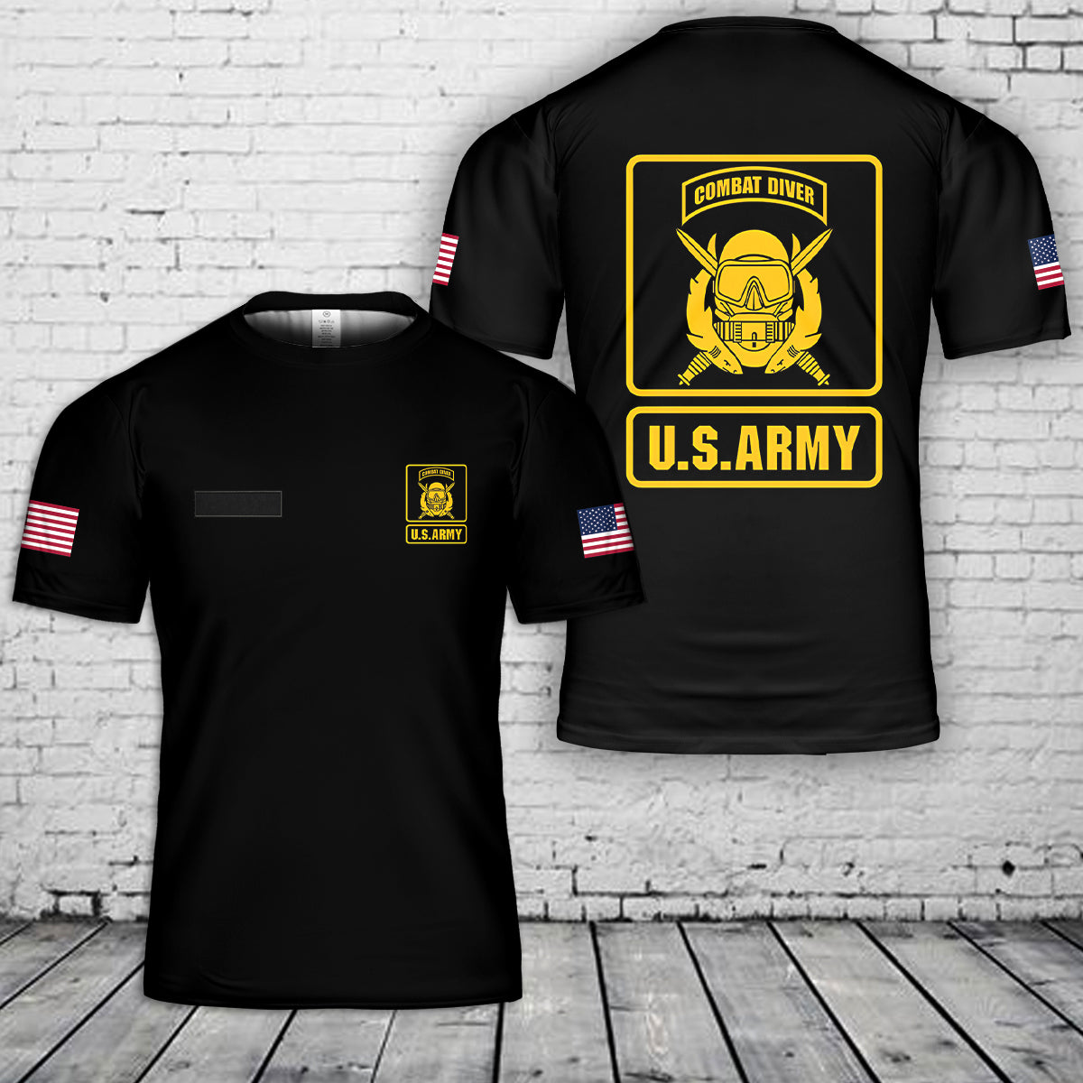 Custom Name US Army Combat Diver T-Shirt 3D