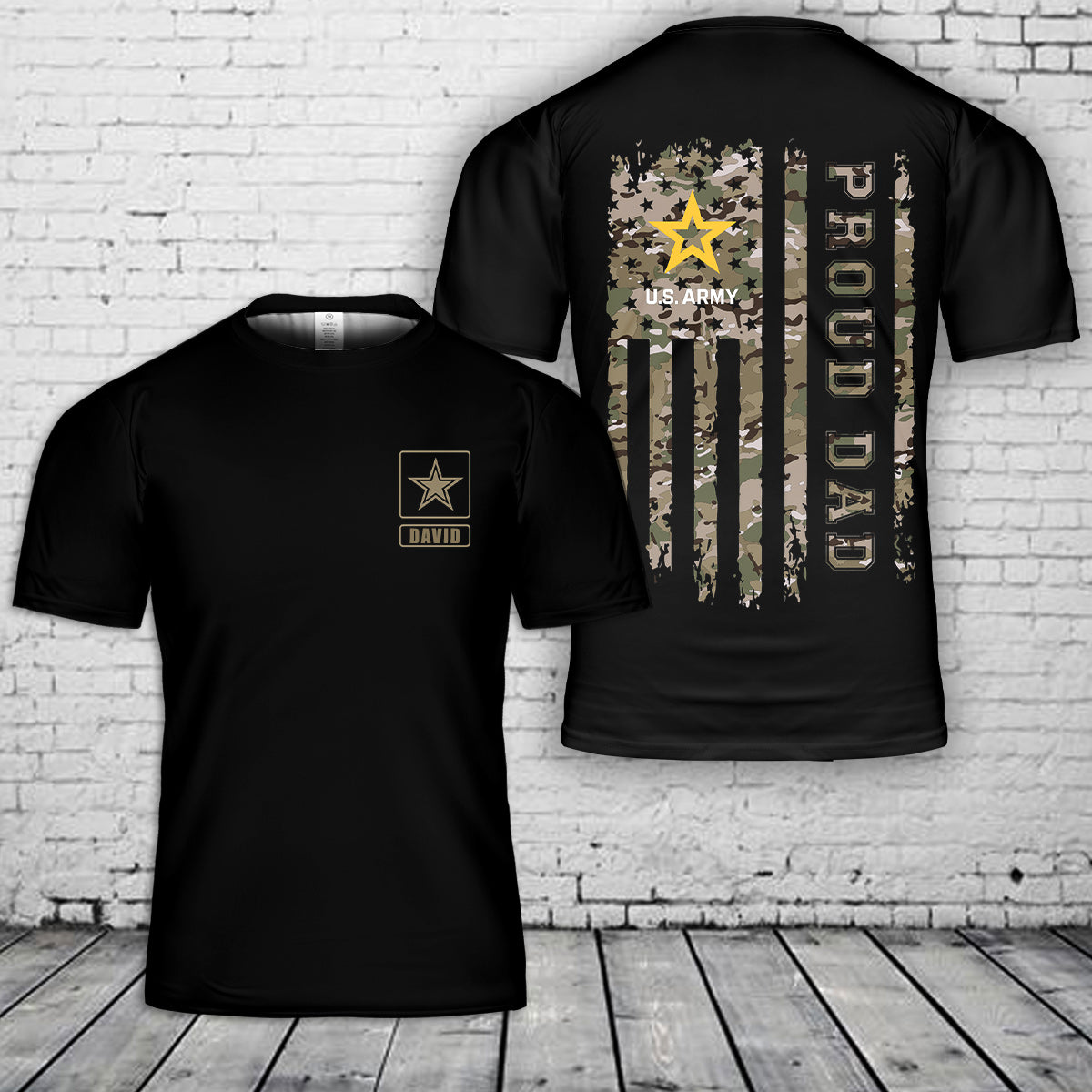 Custom Name US Army Dad 3D T-Shirt