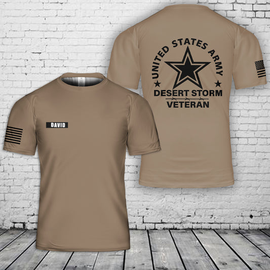 Custom Name US Army Desert Storm Veteran 3D T-Shirt