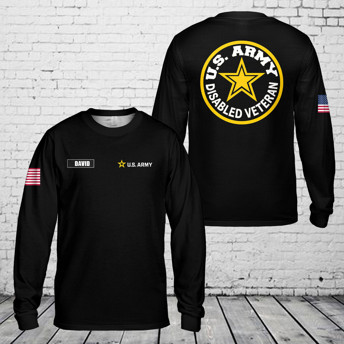 Custom Name US Army Disable Veteran Long Sleeve Shirt