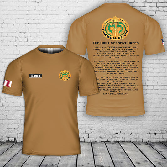 Custom Name US Army Drill Sergeant Creed 3D T-Shirt