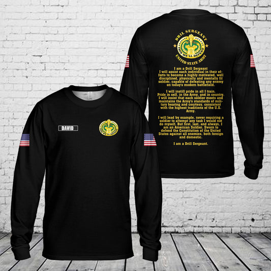 Custom Name US Army Drill Sergeant Long Sleeve Shirt