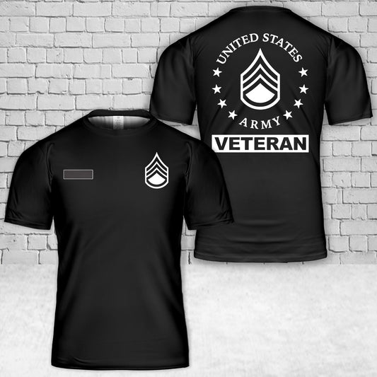Custom Name US Army E-6 Staff Sergeant Veteran T-Shirt 3D