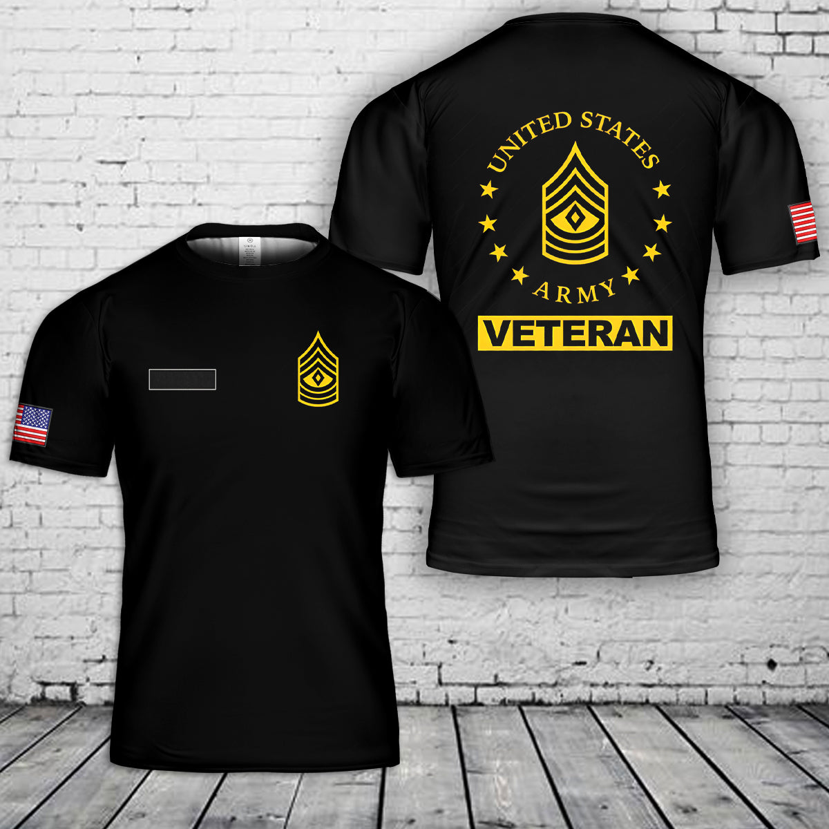 Custom Name US Army E-8 First Sergeant Veteran T-Shirt 3D