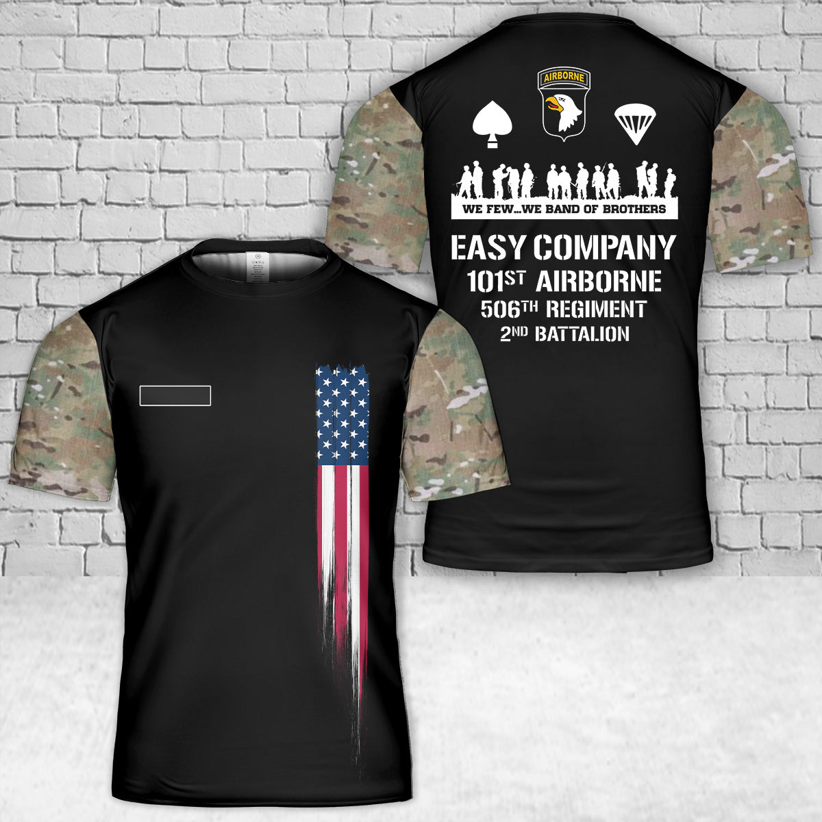 Custom Name US Army Easy Company - 101st Airborne - 506th Regiment - Band of Brothers T-Shirt 3D