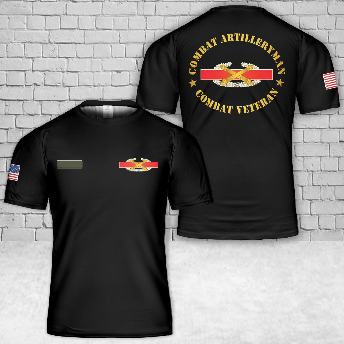 Custom Name US Army Field Artillery Combat Artilleryman Badge T-Shirt 3D