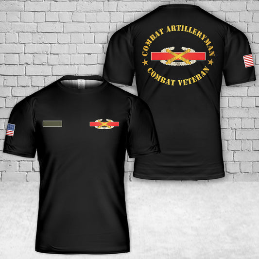 Custom Name US Army Field Artillery Combat Artilleryman Badge T-Shirt 3D