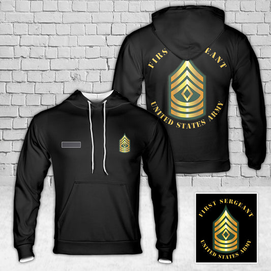 Custom Name US Army First Sergeant - 1SG Hoodie 3D