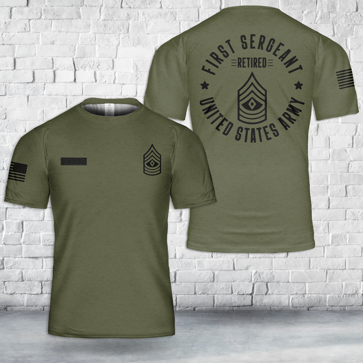 Custom Name US Army First Sergeant Retired T-Shirt 3D