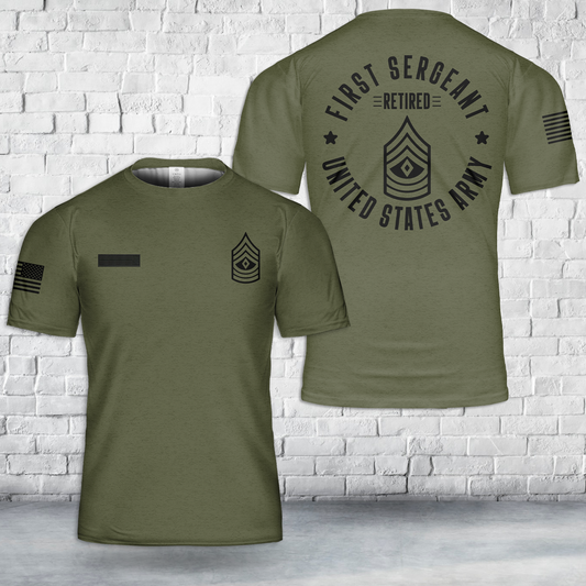 Custom Name US Army First Sergeant Retired T-Shirt 3D